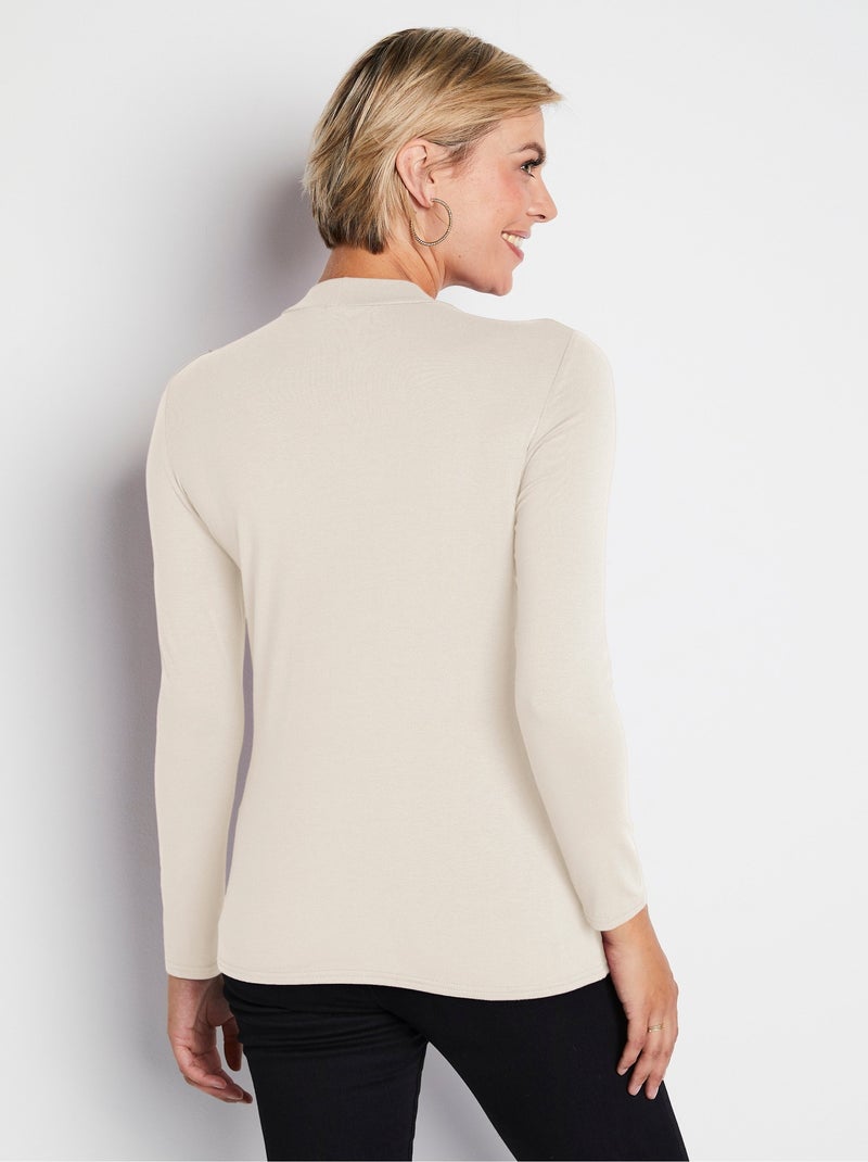 Camiseta interior elástica con cuello alto - Afibel Crudo - Kiabi