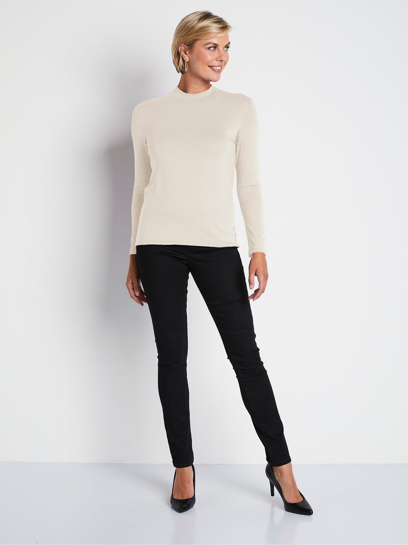 Camiseta interior elástica con cuello alto - Afibel Crudo - Kiabi