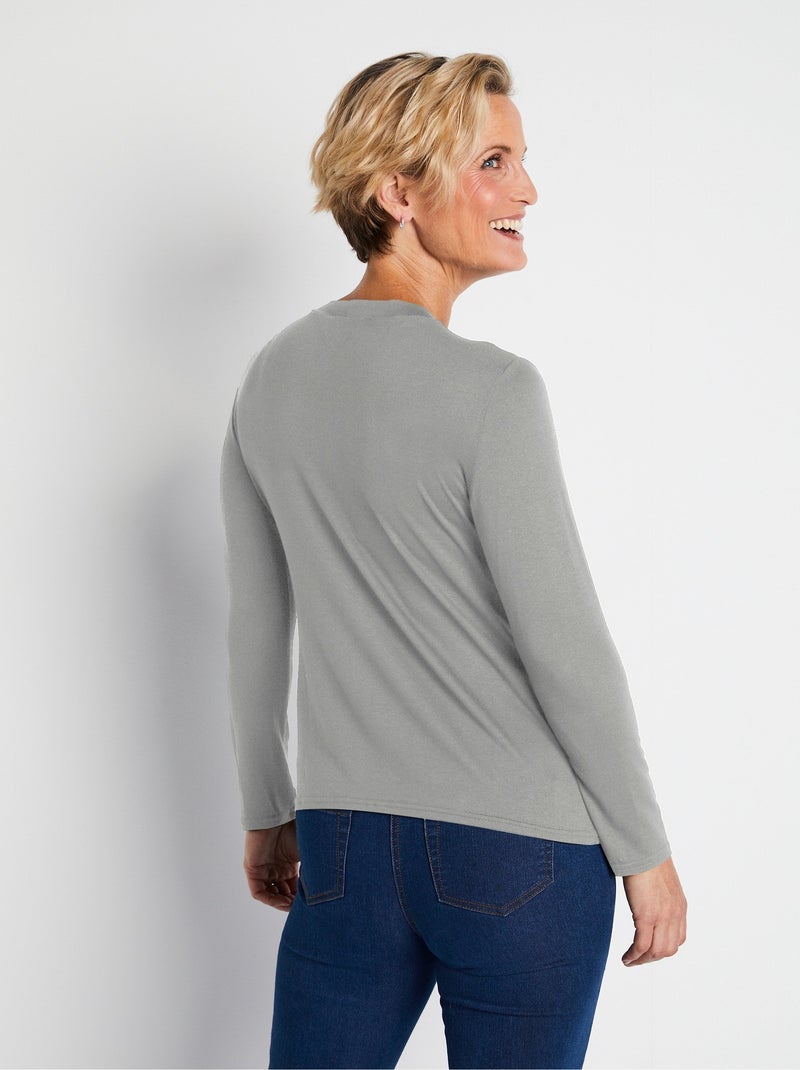 Camiseta interior elástica con cuello alto - Afibel Gris jaspeado - Kiabi