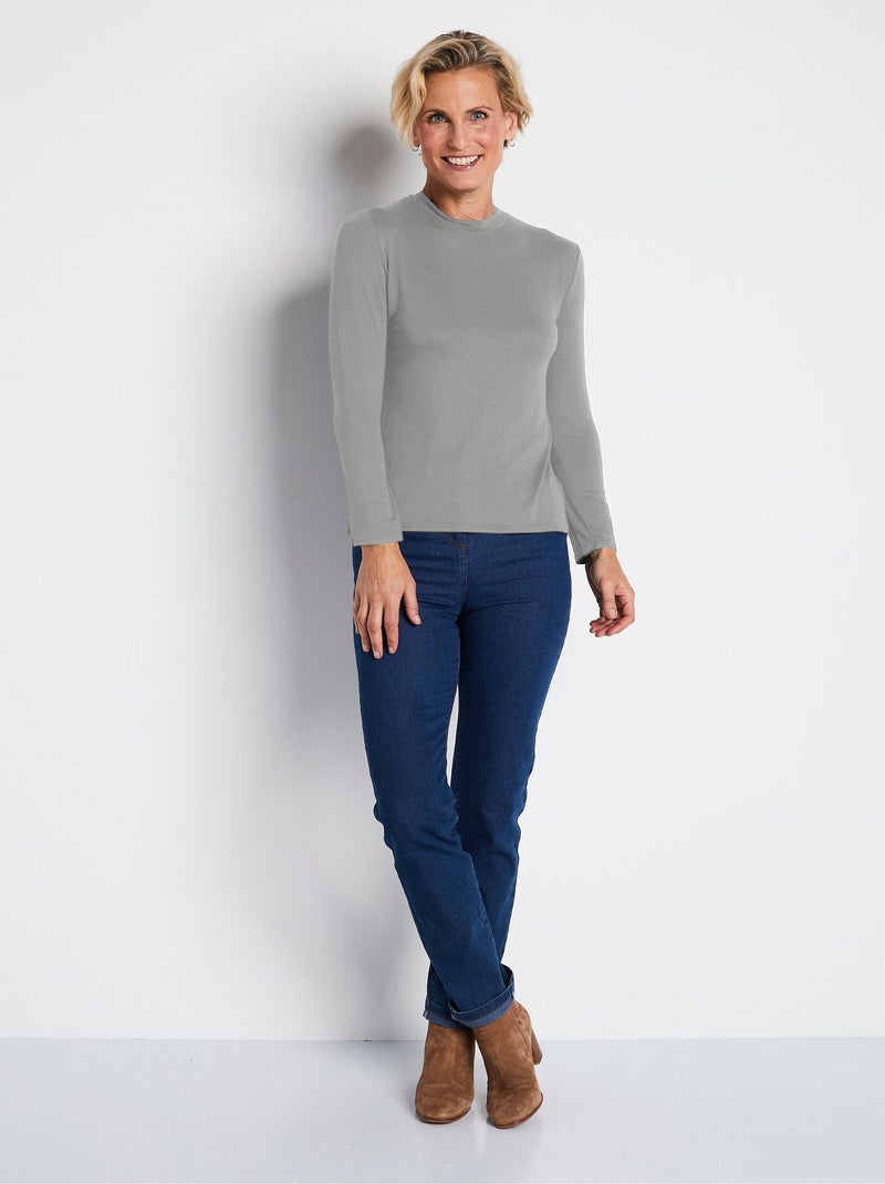 Camiseta interior elástica con cuello alto - Afibel Gris jaspeado - Kiabi
