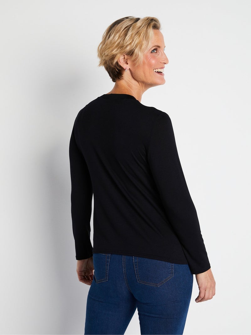 Camiseta interior elástica con cuello alto - Afibel Negro - Kiabi