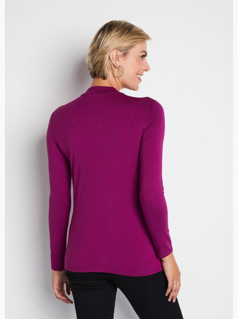 Camiseta interior elástica con cuello alto - Afibel Violeta oscuro - Kiabi