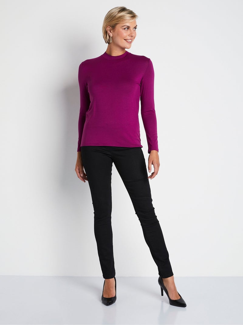 Camiseta interior elástica con cuello alto - Afibel Violeta oscuro - Kiabi