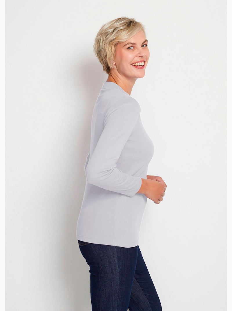 Camiseta interior larga de punto suave y flexible - Afibel Plata - Kiabi