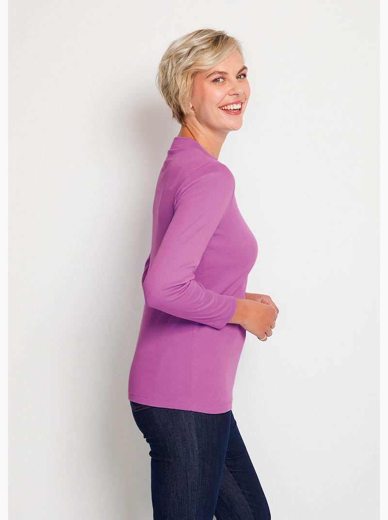 Camiseta interior larga de punto suave y flexible - Afibel Violeta oscuro - Kiabi