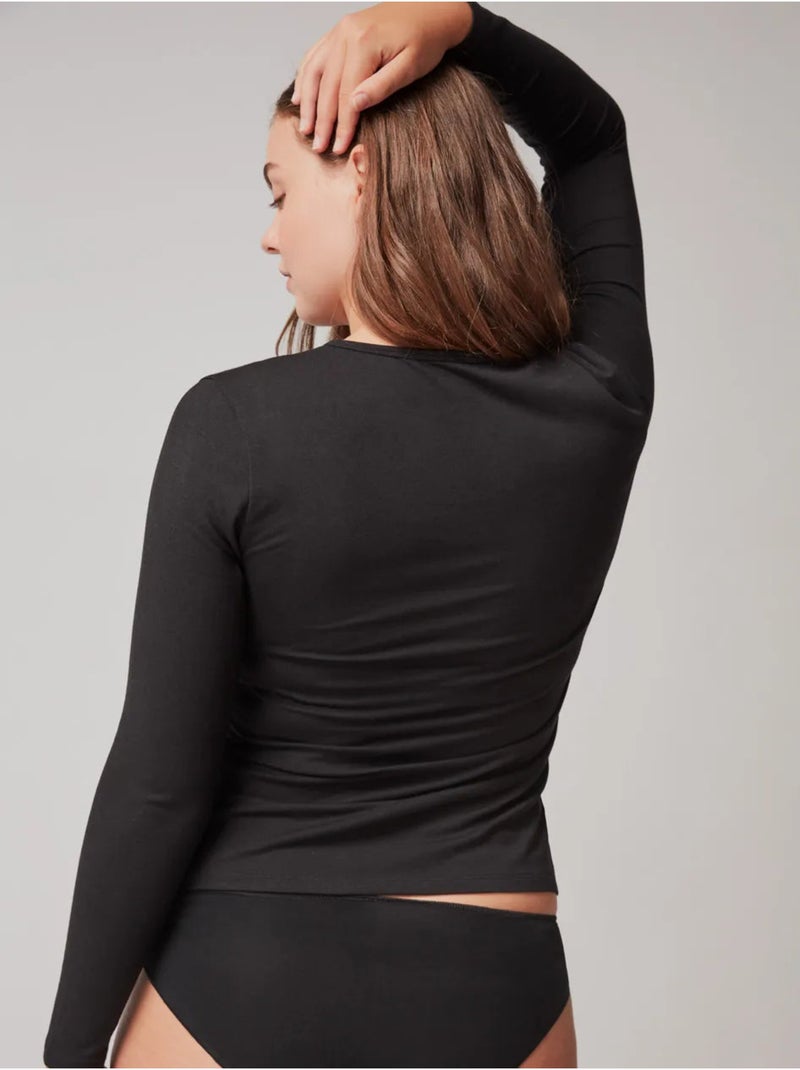 Camiseta interior termal de manga larga en tejido de modal Negro - Kiabi