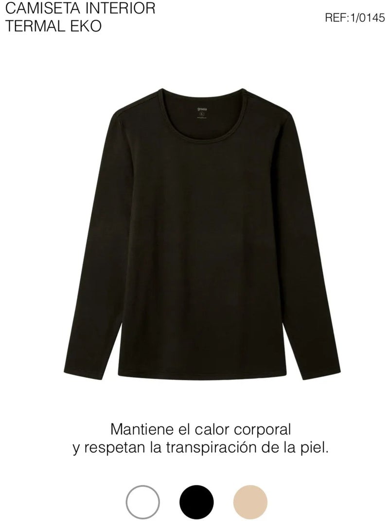 Camiseta interior termal de manga larga en tejido de modal Negro - Kiabi