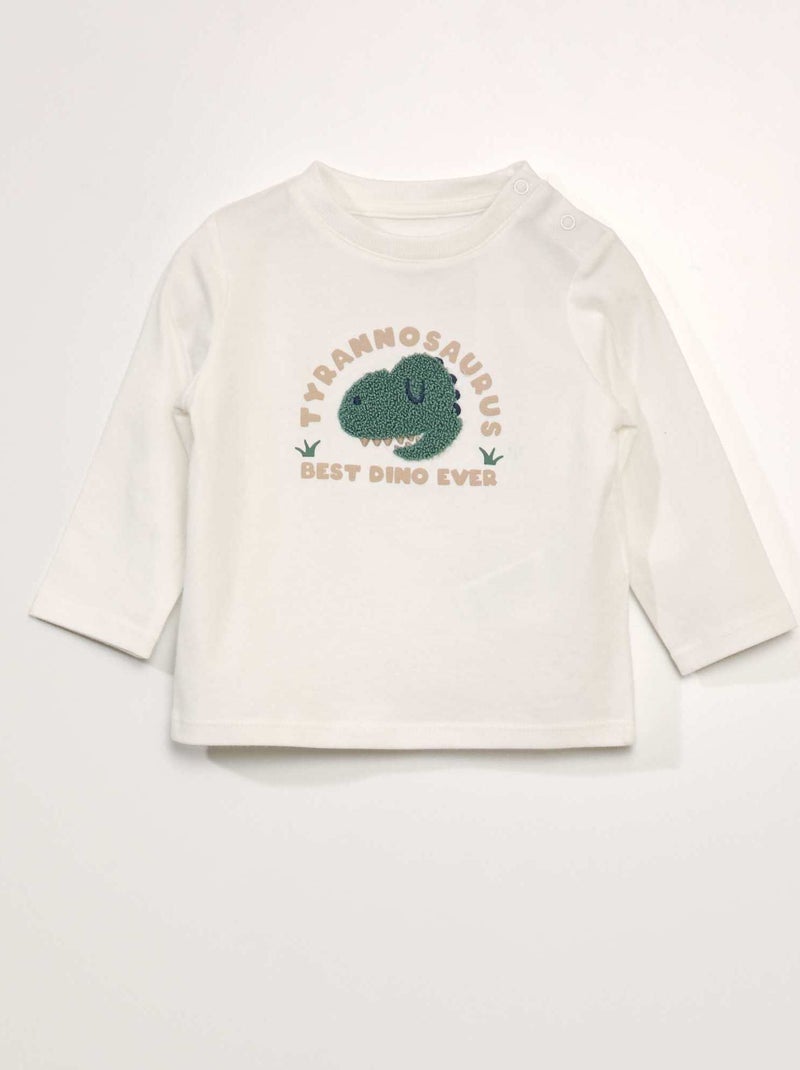 Camiseta jaspeada con estampado de rizo BLANCO - Kiabi