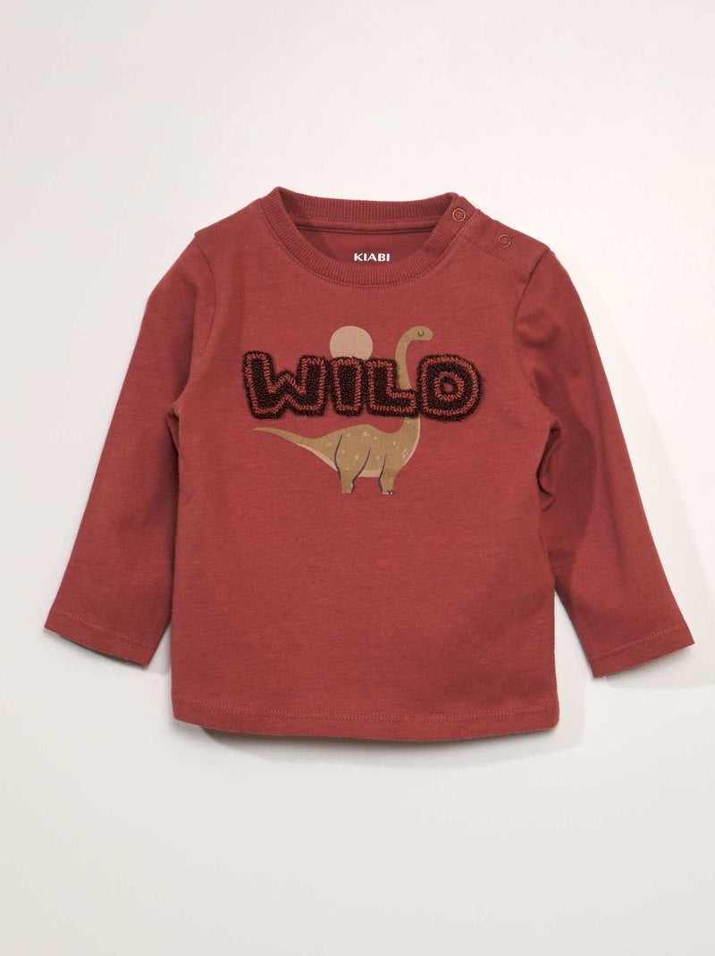 Camiseta jaspeada con estampado de rizo ROJO - Kiabi