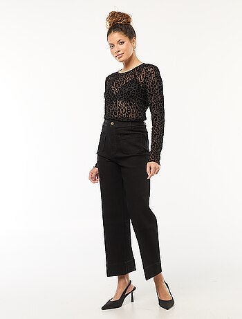 Camiseta 'JDY' transparente con estampado de leopardo
