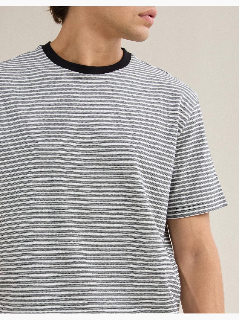 Camiseta jersey de rayas, MO Fashion Negro - Kiabi