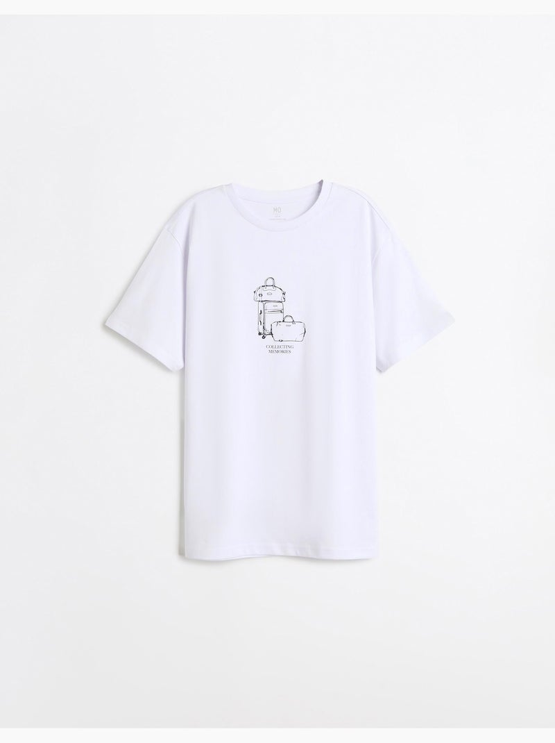 Camiseta jersey estampada, mo fashion Blanco - Kiabi