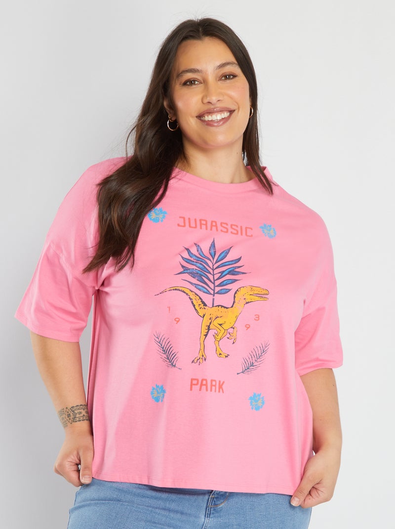 Camiseta 'Jurassic Park' con sisa baja ROSA - Kiabi