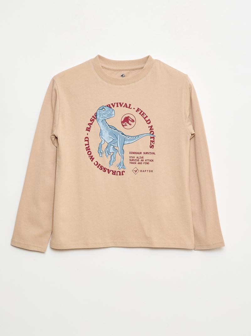 Camiseta 'Jurassic World' de algodón liso Beige - Kiabi