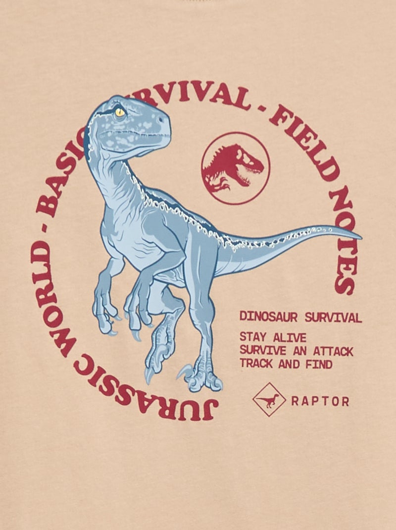 Camiseta 'Jurassic World' de algodón liso Beige - Kiabi