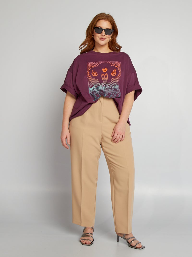 Camiseta 'Kiss' con cuello redondo PURPURA - Kiabi