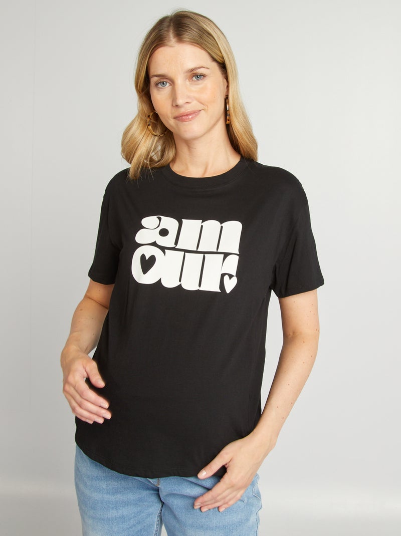 Camiseta lactancia con estampado MARRON - Kiabi