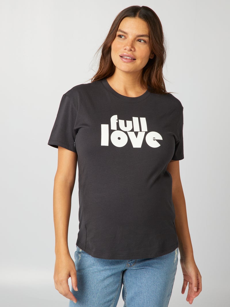 Camiseta lactancia con estampado NEGRO - Kiabi