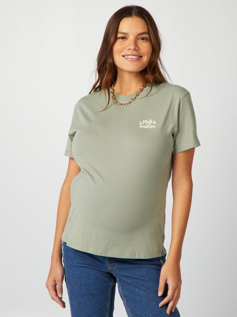Camiseta lactancia con estampado VERDE - Kiabi