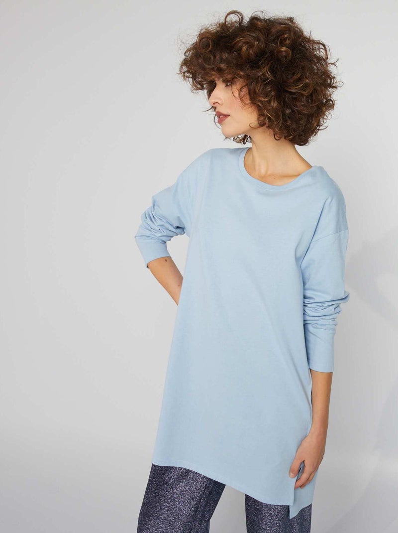 Camiseta larga AZUL - Kiabi