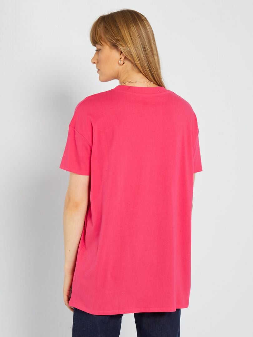 Camiseta larga con cuello redondo ROSA - Kiabi