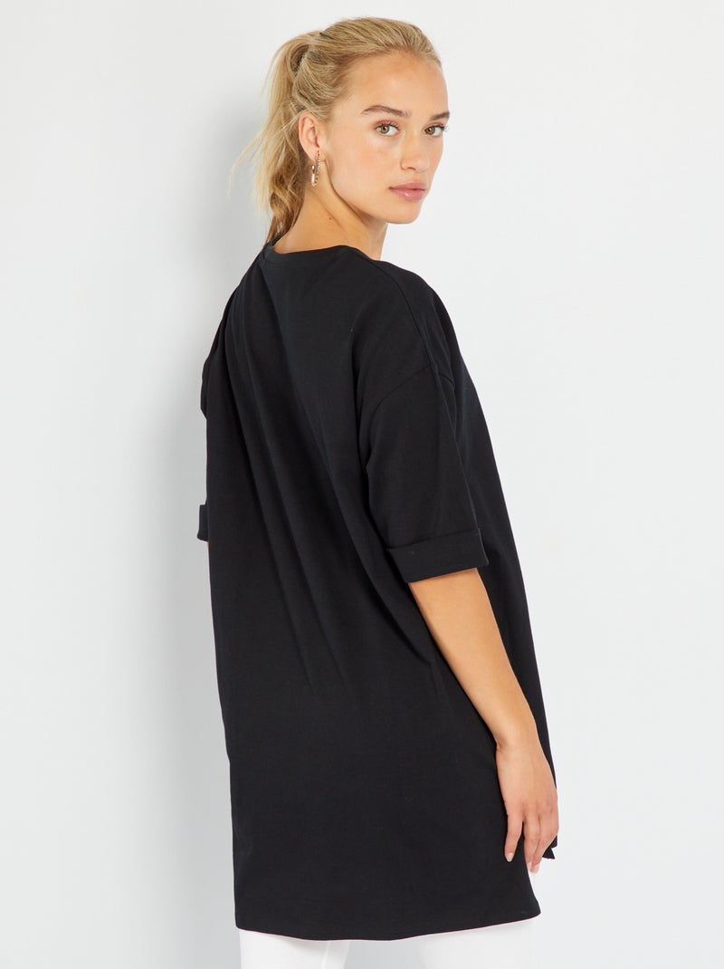 Camiseta larga de manga corta NEGRO - Kiabi