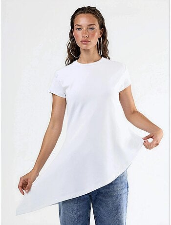 Camiseta larga de mezcla de algodón con cuello redondo busem