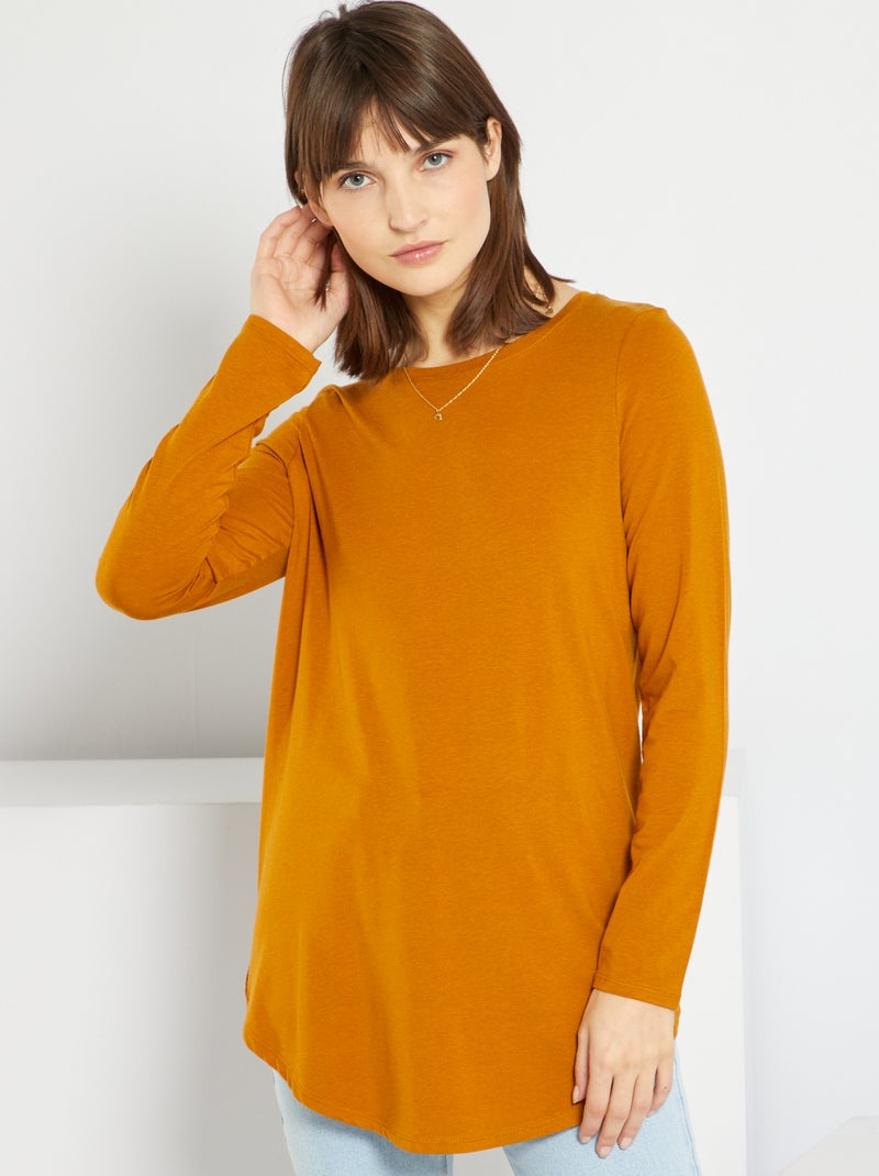 Camiseta larga lisa AMARILLO - Kiabi