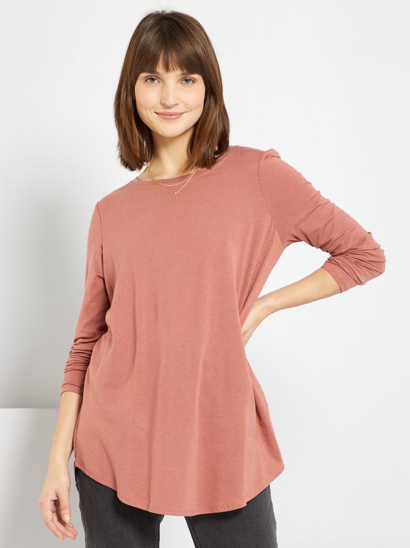 Camiseta larga lisa ROSA - Kiabi