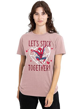 Camiseta let´s stick together día de san valentín para mujer - spider-man