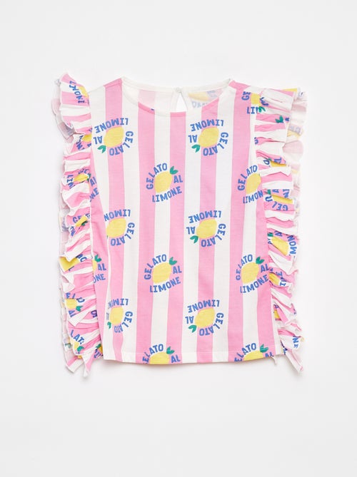 Camiseta ligera colorida con volantes en las sisas - Kiabi