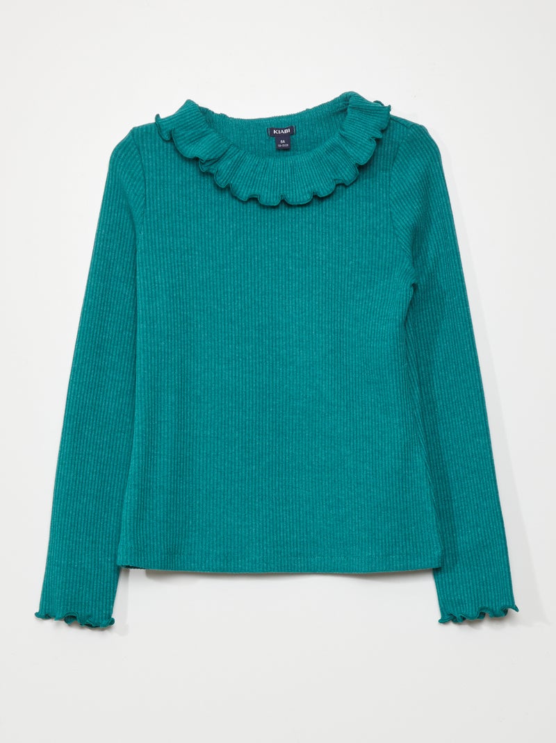 Camiseta ligera de punto de canalé estampada VERDE - Kiabi