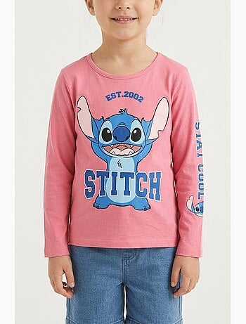 Camiseta lilo & stitch rosa niña | licencia oficial
