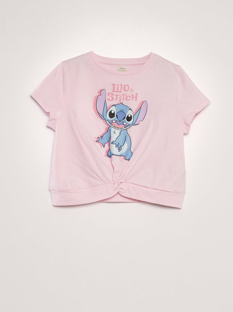 Camiseta 'Lilo y Stitch' de manga corta efecto anudado ROSA - Kiabi