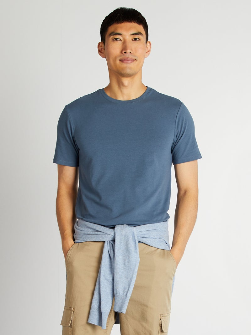 Camiseta lisa - Slim fit AZUL - Kiabi