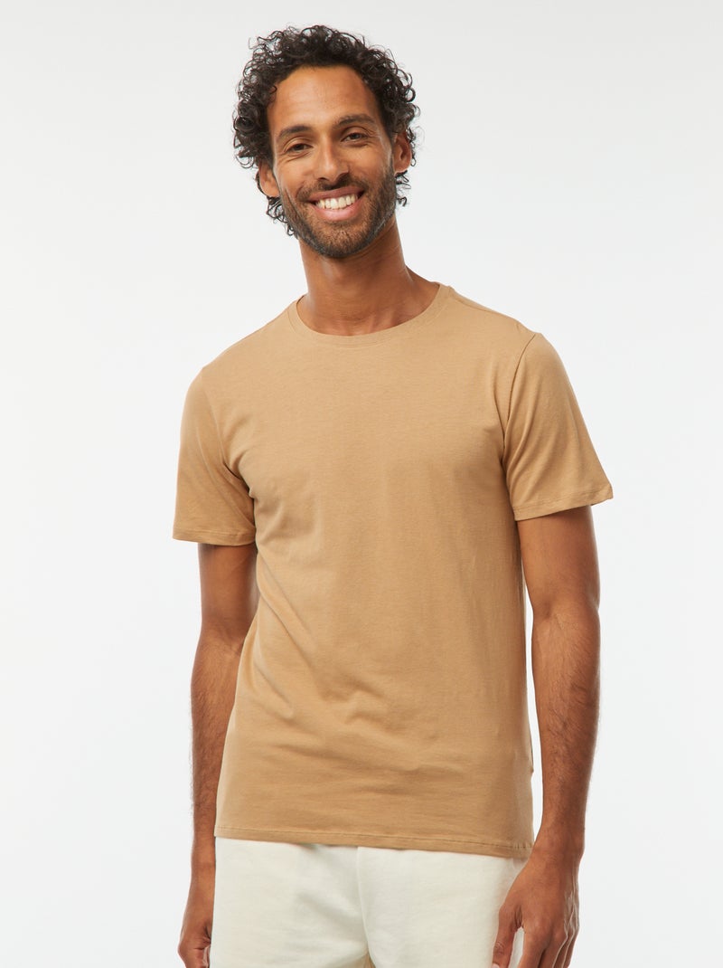 Camiseta lisa - Slim fit Beige - Kiabi