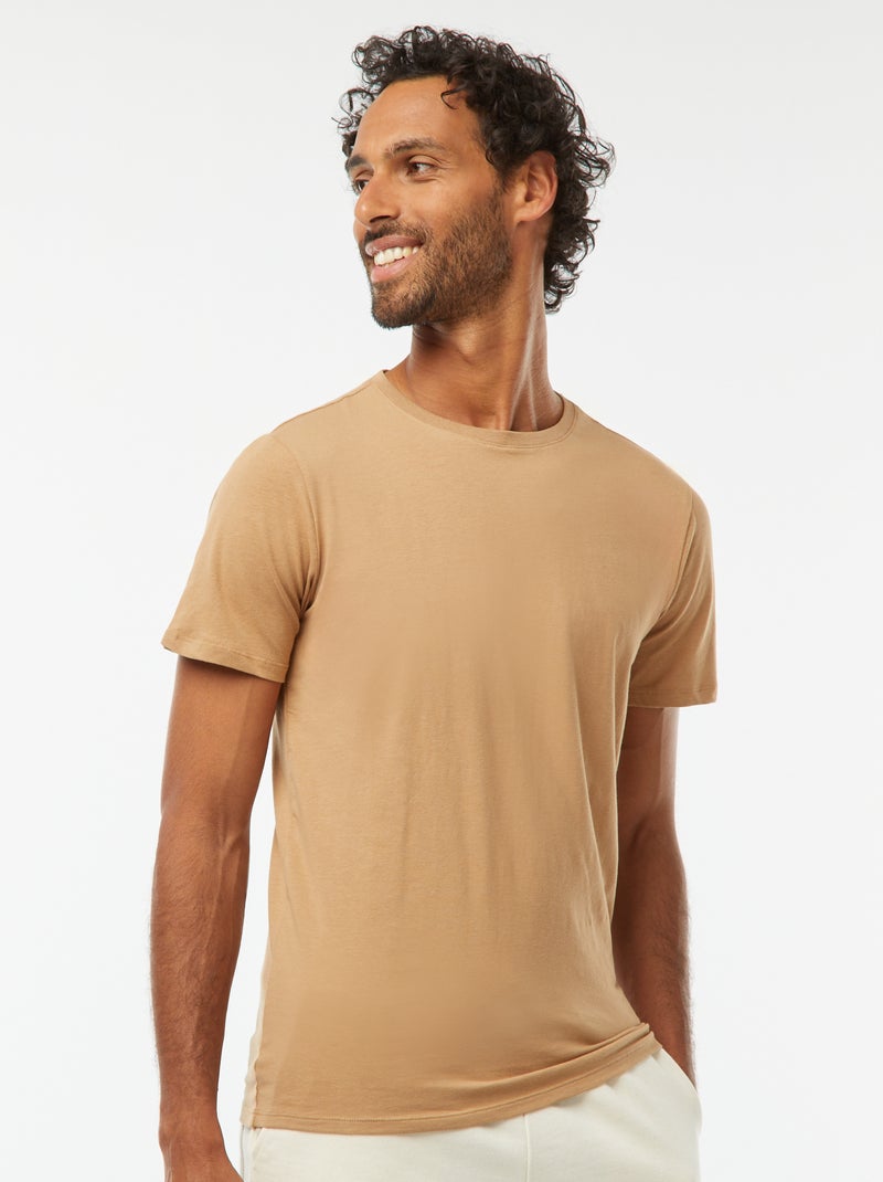 Camiseta lisa - Slim fit Beige - Kiabi