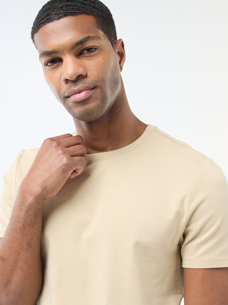 Camiseta lisa - Slim fit Beige - Kiabi