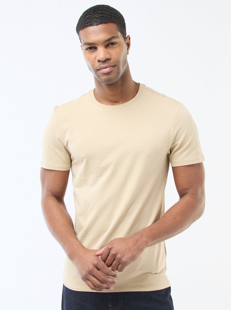Camiseta lisa - Slim fit Beige - Kiabi