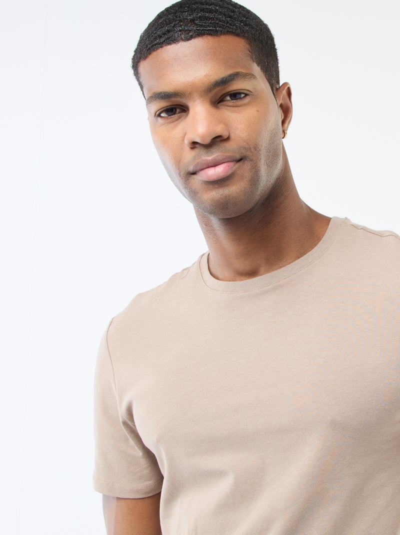 Camiseta lisa - Slim fit Beige - Kiabi