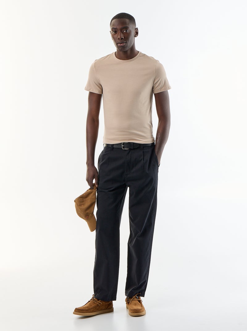 Camiseta lisa - Slim fit Beige - Kiabi