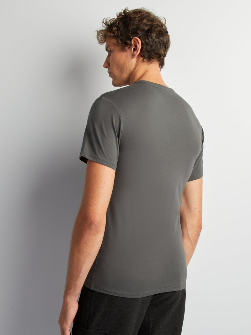 Camiseta lisa - Slim fit GRIS - Kiabi