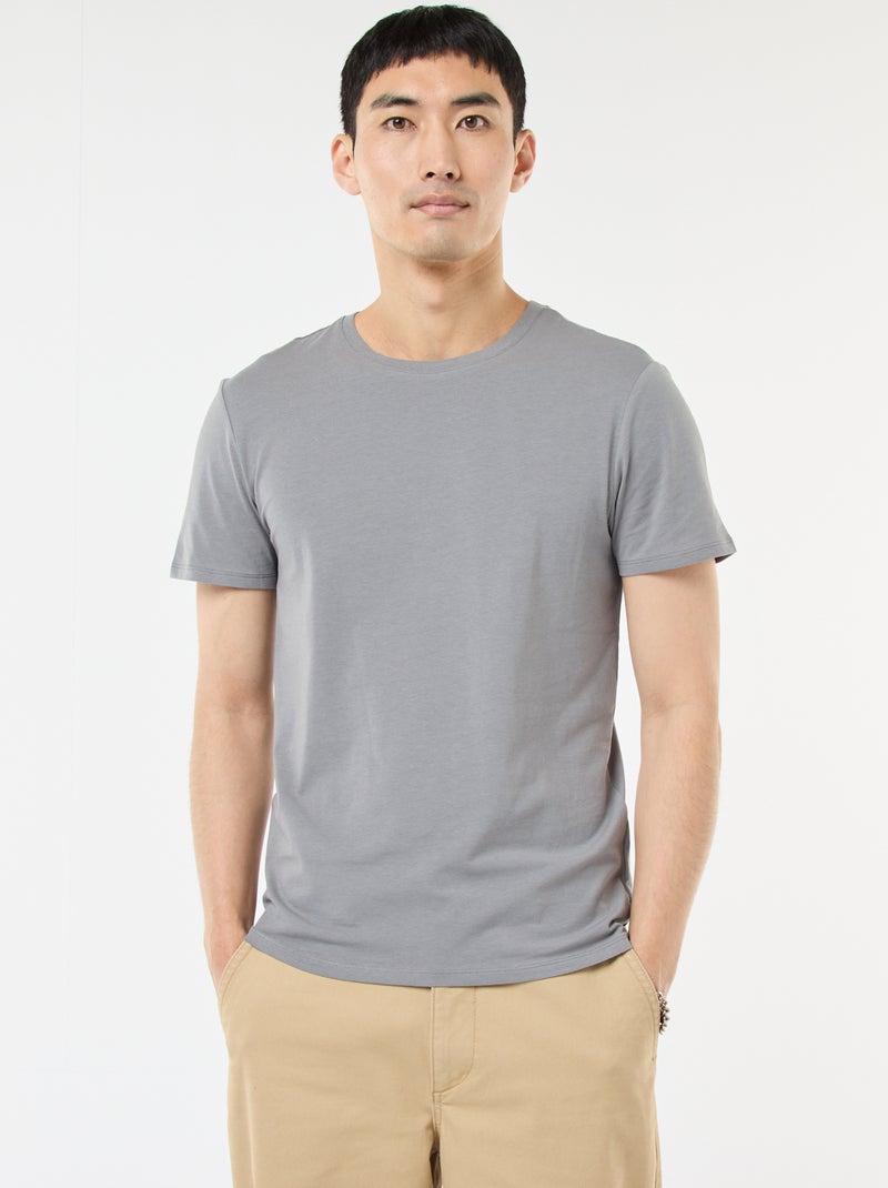 Camiseta lisa - Slim fit Gris - Kiabi
