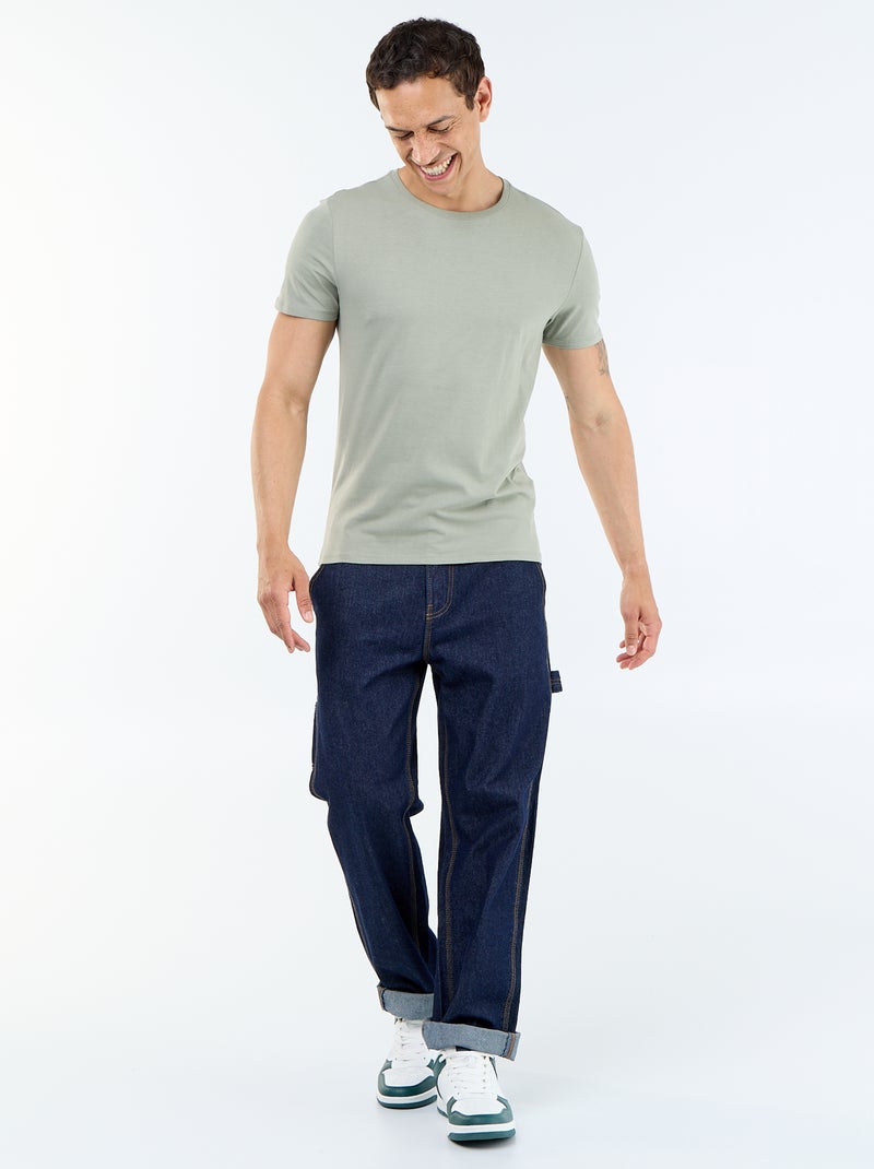 Camiseta lisa - Slim fit Kaki - Kiabi