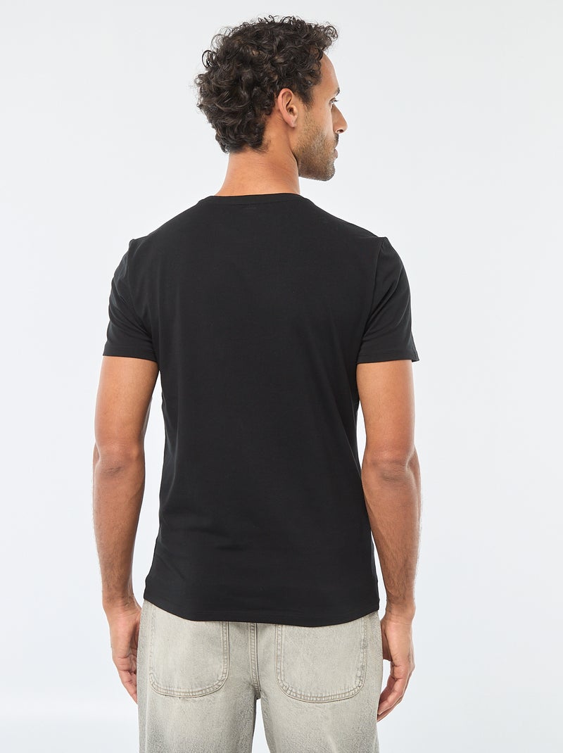 Camiseta lisa - Slim fit negro - Kiabi