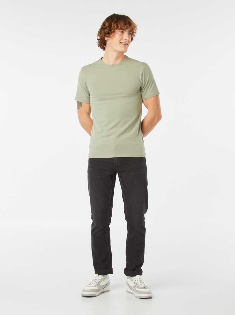Camiseta lisa - Slim fit VERDE - Kiabi