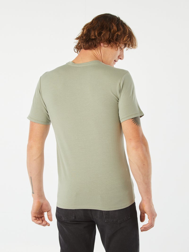 Camiseta lisa - Slim fit VERDE - Kiabi