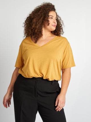 Camiseta lisa básica con cuello de pico