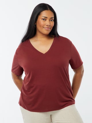 Camiseta lisa básica con cuello de pico