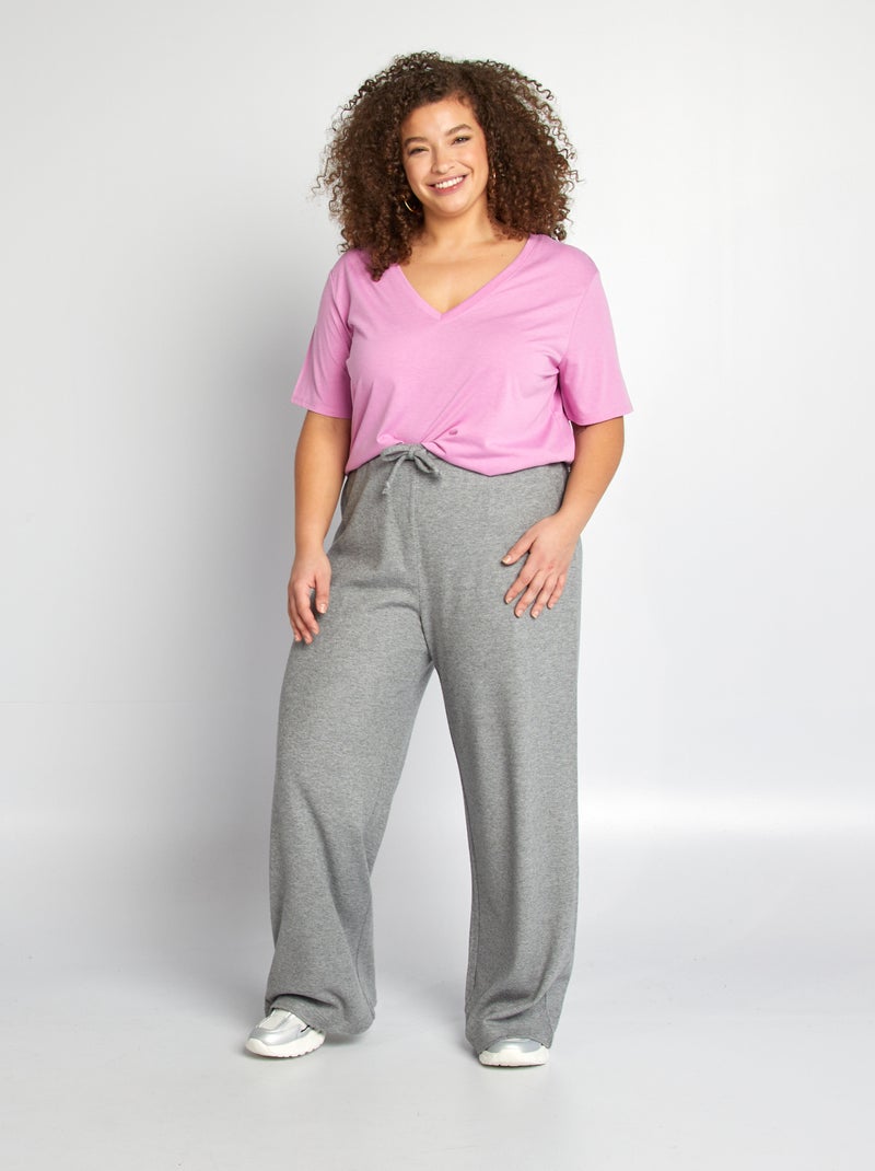 Camiseta lisa básica con cuello de pico ROSA - Kiabi